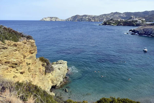 Agia Pelagia Grecia Octubre 2018 Personas Identificadas Playa Psaromoura Isla —  Fotos de Stock