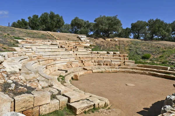 Grèce Amphithéâtre Dans Les Ruines Minoennes Antiques Aptera Crète — Photo
