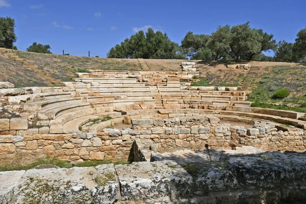 Греция Амфитеатр Древних Минойских Руинах Аптера Крите — стоковое фото