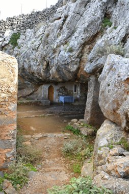 Yunanistan, Girit Adası, Arkoudiotississa mağara aka Arkoudospilios içinde Şapel ile mağara,