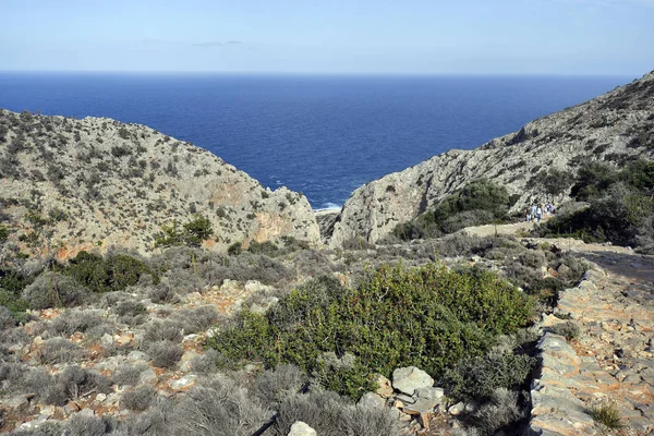 Chania Griekenland Oktober 2018 Unidentified Toeristen Pad Avlaki Kloof Met — Stockfoto