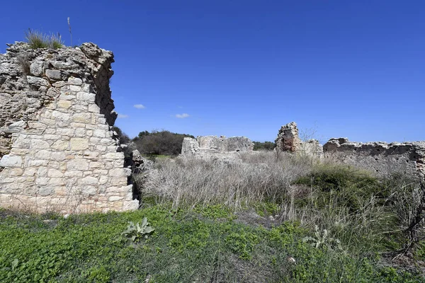 Yunanistan, Girit adasında Aptera Minoan kalıntıları bir arkeolojik site antik Roma duvara
