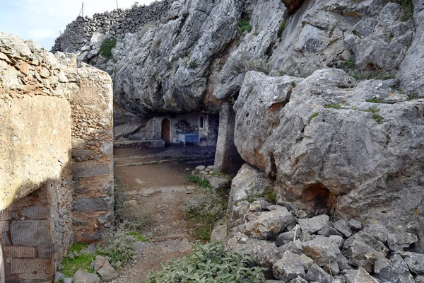 Grécia Ilha Creta Caverna Arkoudiotississa Aka Caverna Arkoudospilios Com Capela — Fotografia de Stock