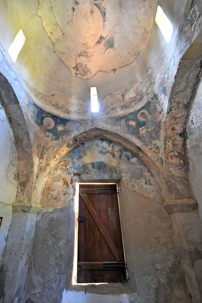 Grécia Ilha Creta Dentro Igreja Cristã Primitiva Pública Com Frescos — Fotografia de Stock