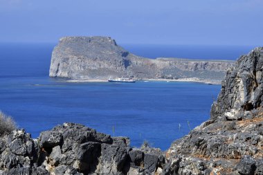 Yunanistan, Gramvoussa ada kale ile görüntülemek Balos Lagoon yakınındaki Kissamos