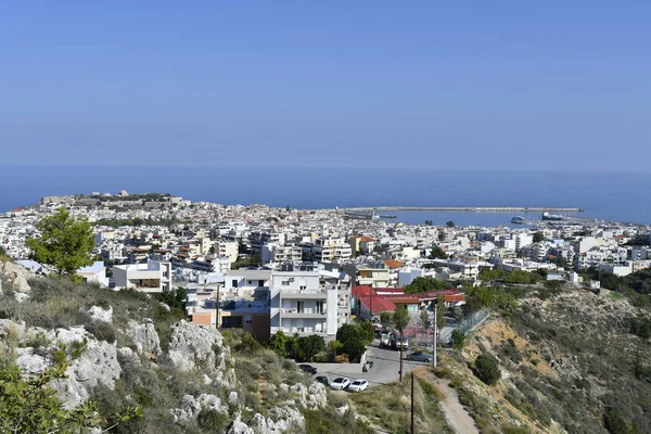 Grèce Île Crète Ville Réthymnon Avec Impressionnante Forteresse Port Sur — Photo