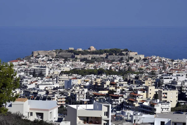 Řecko Ostrov Kréta Město Rethymno Impozantní Pevnost Středozemním Moři — Stock fotografie