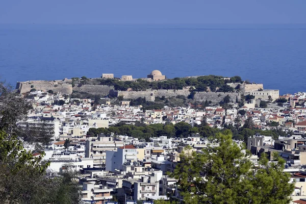 Řecko Ostrov Kréta Město Rethymno Impozantní Pevnost Středozemním Moři — Stock fotografie