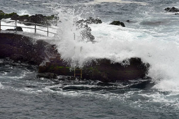Spain Canary Islands Tenerife Stormy Weather Heavy Surf Beach Purto — Stock Photo, Image