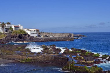 İspanya, Kanarya Adaları, Tenerife, Castillo San Felipe Puerto de la Cruz'da tarihi Kalesi