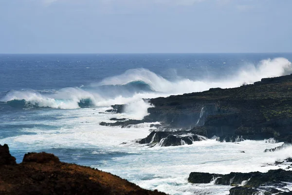 España Islas Canarias Tenerife Océano Atlántico Agitado Olas Rompeolas Costa — Foto de Stock