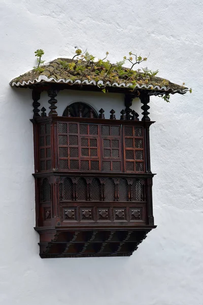 España Islas Canarias Tenerife Balcón Madera Pared Con Plantas Techo — Foto de Stock