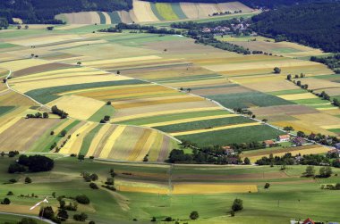 Avusturya, farklı alanlarla tarım peyzaj havadan görünümü