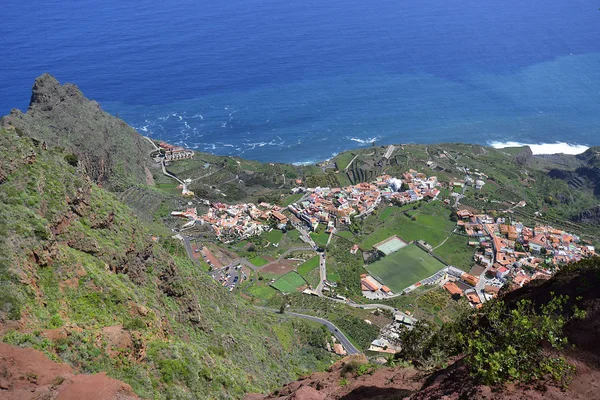 Spain Canary Islands Gomera Aerial View Village Agulo Atlantic Ocean — Stock Photo, Image