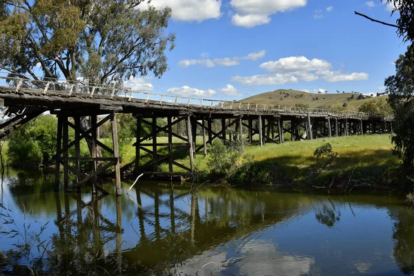 オーストラリア ニューサウス ウェールズ州 プリンス アルフレッドの歴史的な橋 オーストラリアで最も長い木造橋 — ストック写真