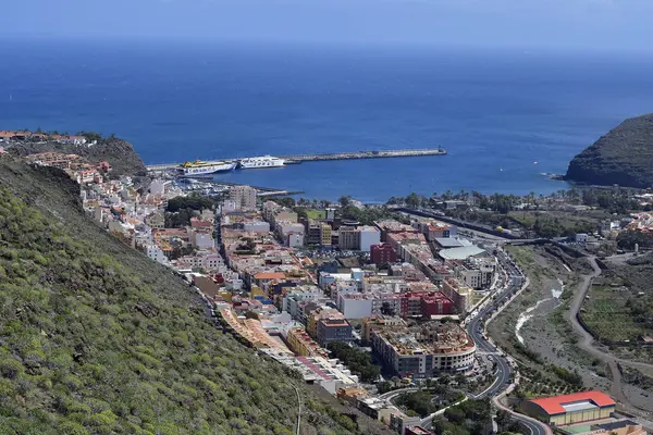 Gomera Wyspy Kanaryjskie Hiszpania Kwietnia 2018 Widok Lotu Ptaka Stolicy — Zdjęcie stockowe