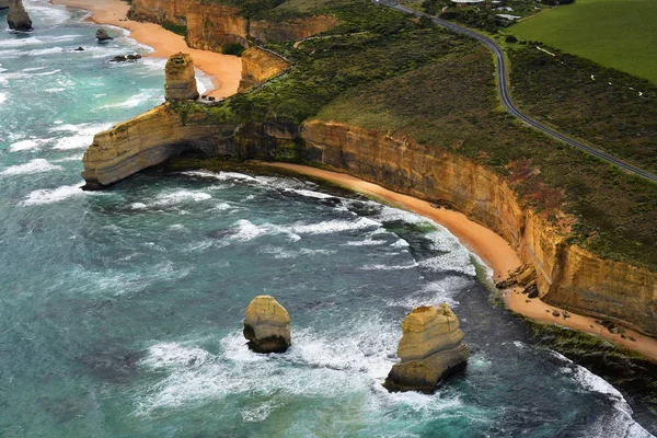 Australia Vic Widok Lotu Ptaka Dwunastu Apostołów Port Campbell National — Zdjęcie stockowe