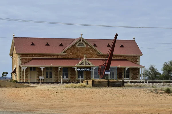 Australien Bahnhof Von Mannahill Village Einer Ehemaligen Goldgräberstadt Barriere Highway — Stockfoto