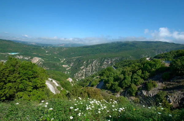 Grécia Epiro Paisagem Com Estrada Montanha Sinuosa Parque Nacional Tzoumerka — Fotografia de Stock