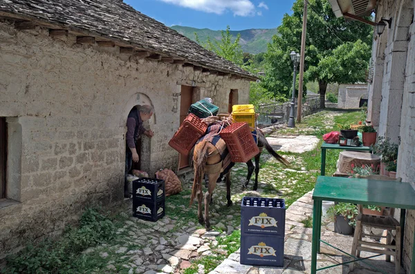 Kalarites Grecia Junio 2019 Hombre Identificado Con Burros Pueblo Montaña —  Fotos de Stock