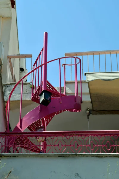 Greece Kavala Colorful Winding Staircase Building — Stock Photo, Image