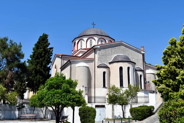 Grécia Kavala Igreja Ortodoxa Kimisi Theotokouin Panagia Distrito — Fotografia de Stock
