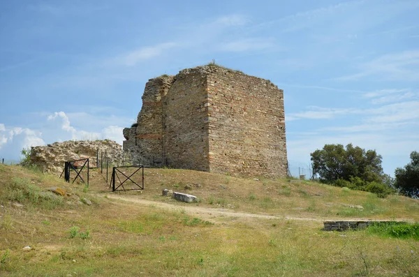 Ελλάδα Ερείπιο Οχυρωμένου Τείχους Από Μεσαιωνικό Κάστρο Της Ανακτορούπολης Στο — Φωτογραφία Αρχείου