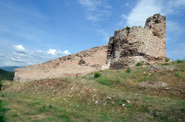 Grecia Ruina Del Muro Fortificado Del Castillo Medieval Anactoroupolis Mar — Foto de Stock