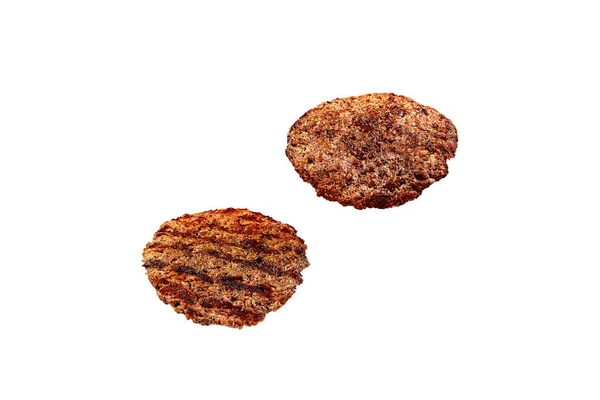 Gegrillte Hamburger Pattys isoliert auf weißem Hintergrund — Stockfoto