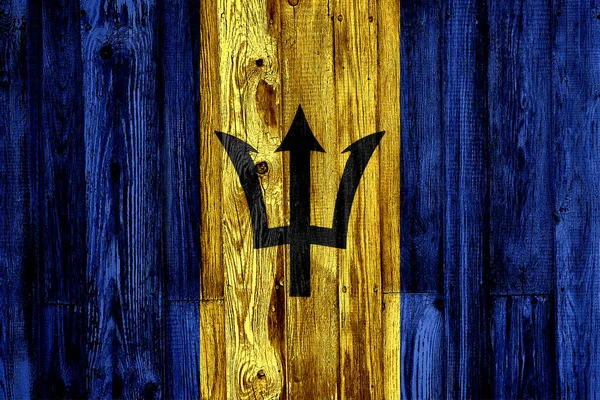 Barbados Bandera sobre fondo de textura de madera vieja —  Fotos de Stock