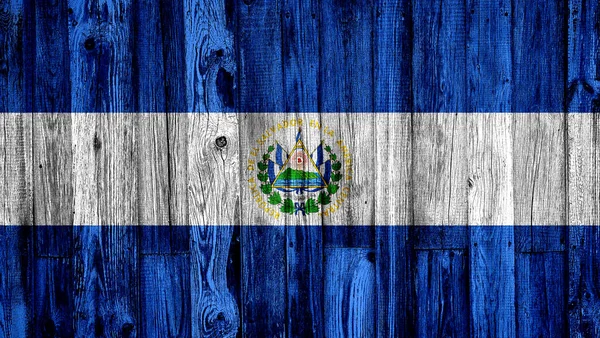 Salvador Flag Painted Wooden Fence — Stock Photo, Image