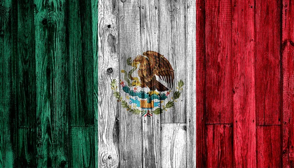 Mexico, mexicaanse vlag geschilderd op oude houten plank achtergrond — Stockfoto