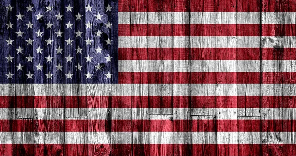 Abd Amerikan Bayrağı Eski Tahta Zemin Üzerine Boyanmış — Stok fotoğraf