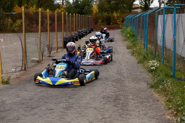 Poltava, Ucrânia 27 de setembro de 2020. Campeonato ucraniano de karting. — Fotografia de Stock