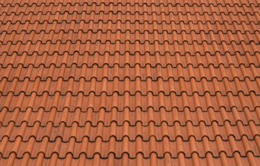 Seramik kırmızı kiremitli çatı.