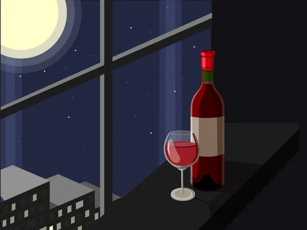 Moon Wine Light Bottle Good Night — Stock Photo, Image