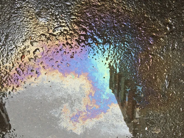 Puddle Oil Water Asphalt — ストック写真