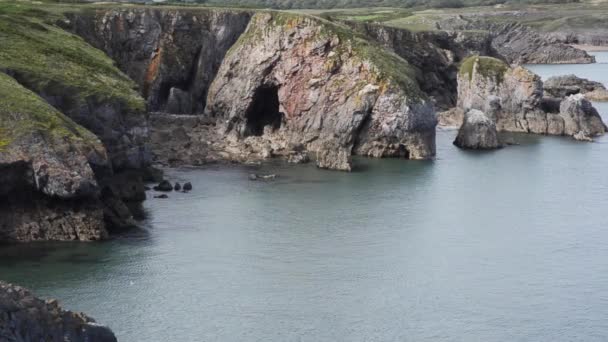 Parque Nacional Pembrokeshire Temby Gales Reino Unido Mar Acantilados Rocas — Vídeo de stock