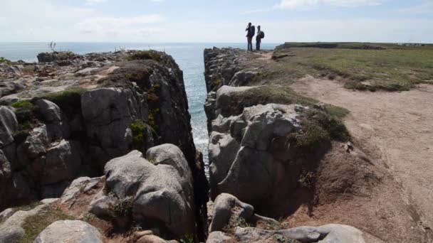 Pembrokeshire National Park Temby Wales Sea Cliffs Rocks Natura Ocean — Stock Video