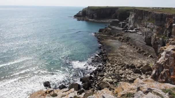 Pembrokeshire National Park Temby Wales Storbritannien Hav Klippor Klippor Natura — Stockvideo