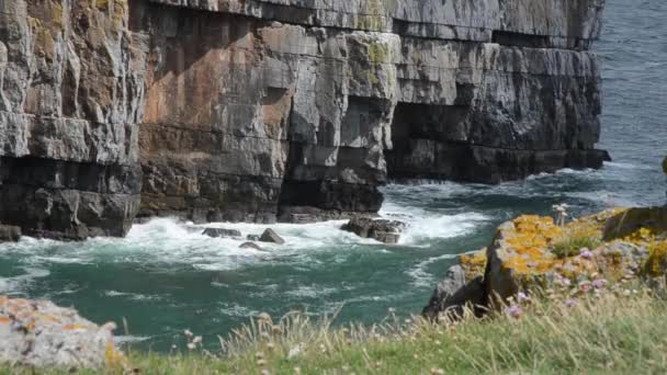 Pembrokeshire National Park Temby Wales Moře Útesy Skály Natura Oceán — Stock video