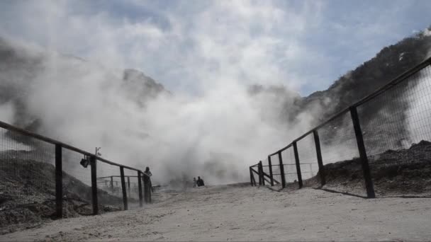 Phlegraean Fields Campi Flegrei Solfatara Fog Steam Fumaroles Volcanic Area — Stock Video