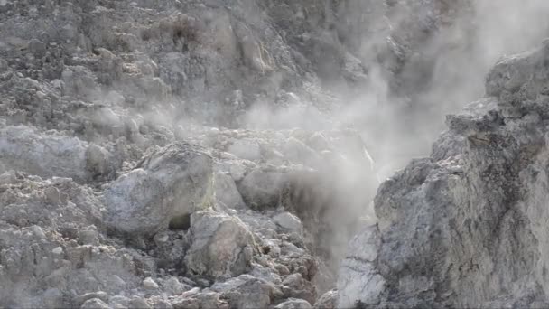 Campos Flegreanos Campi Flegrei Solfatara Niebla Vapor Fumarolas Área Volcánica — Vídeos de Stock