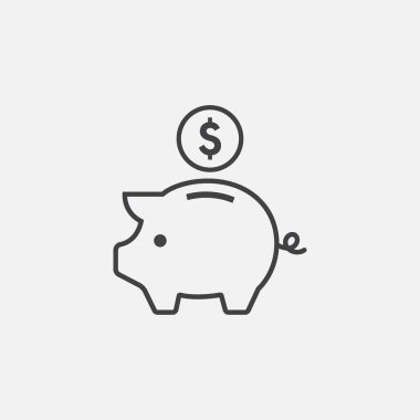 Piggy Bank ana hatları ikon vektör çizimi. Piggy Bank Linear sembolü, ikon illüstrasyonu kazanıyorum, domuz kumbarası logosu simgesi