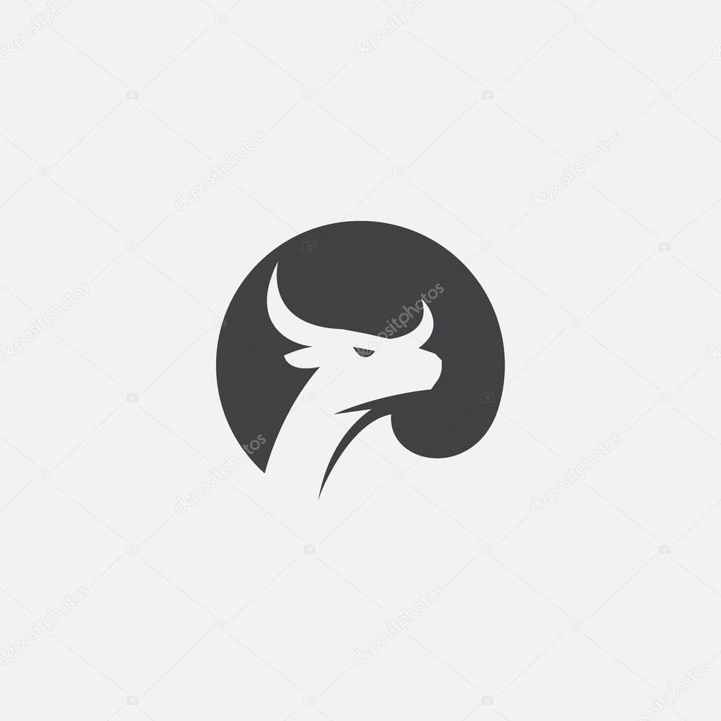 Black Bull in Circle Logo Design Inspiration, bull logo design inspiration, bull vector illustration