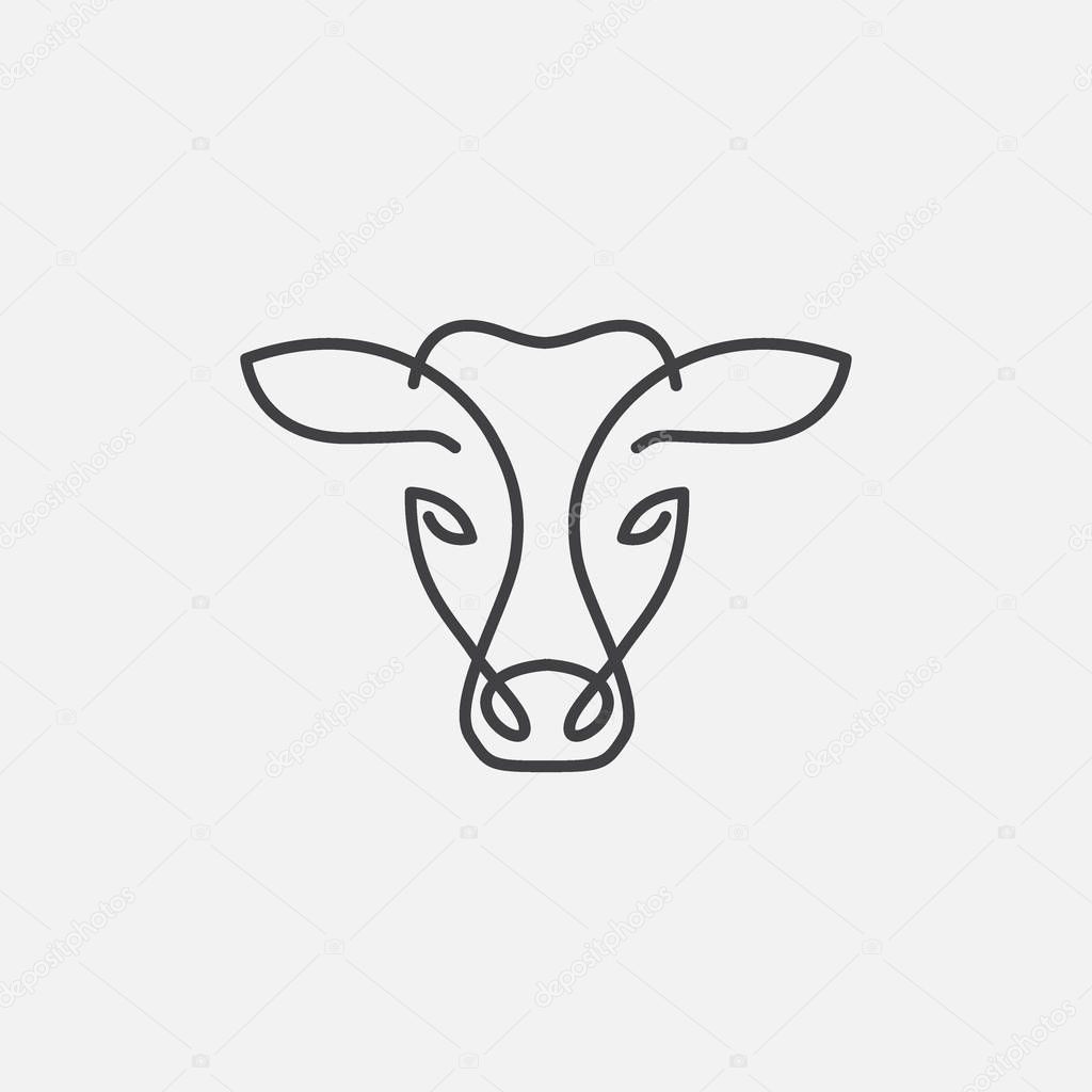 cow head linear logo icon