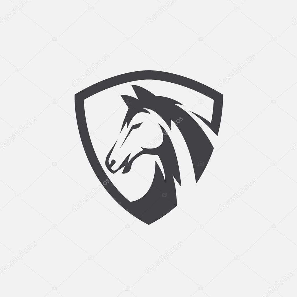 Horse icon vector, horse head logo design, horse shield design illustration