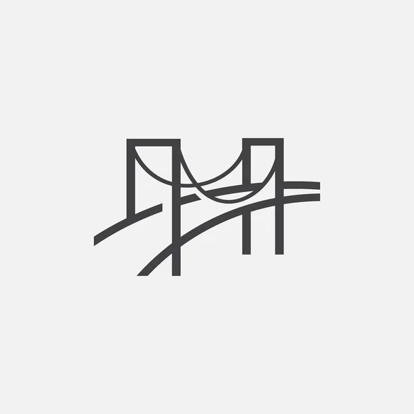 Einzigartige Brücke Logo Design Vorlage Brücke Linearen Stil Logo Denkwürdige — Stockvektor