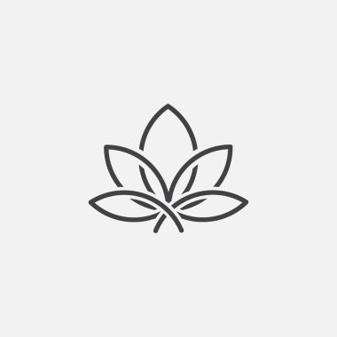 Lotus doğrusal ikon konsepti, Lotus çizgisi vektör işareti, nilüfer yaprağı çizimi. Lotus doğrusal konsept işareti, spa ve güzellik logosu tasarımı