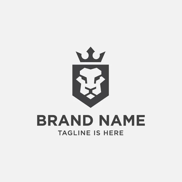 Aslan kalkanı logosu, zarif aslan kalkanı geometrik logo tasarımı illüstrasyonu, aslan başlı taç logosu, aslan kalkanı sembolü